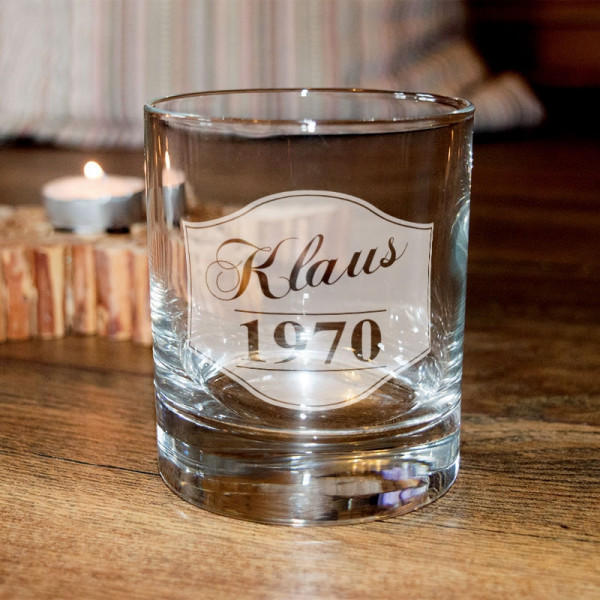 Whiskyglas graviert mit Wunschname und Geburtsjahr