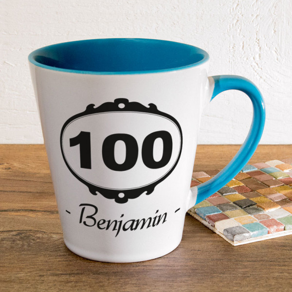 Tasse FUNNY Latte klein mit Wunschmotiv zum 100.