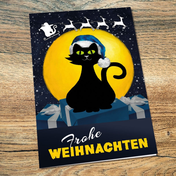 Weihnachtskarte mit Katzenmotiv passend zu einem von Ihnen ausgewählten Geschenk