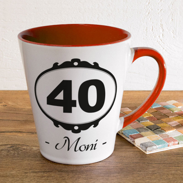 Tasse FUNNY Latte klein mit Wunschmotiv zum 40.